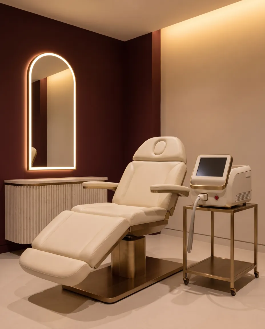 Medispa treatment room with a cream treatment chair